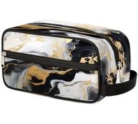 Black White Liquid Marble Pattern Toiletry Bag Organizer Wash Bag Cosmetic Makeup Bag Storage Pouch Travel Case for Women Men Boys Girls