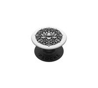 Black White Lotus Mandala Floral Tattoo Style PopSockets Adhesive PopGrip