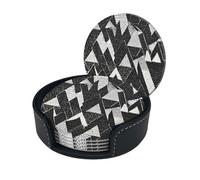 Black White Marble Coasters Set Of 6 For Drinks With Holder, Classy And Simple Coasters For Coffee Table, Great Housewarming Gifts