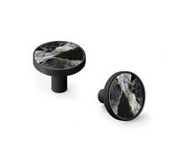 Black White Marble Mosaic with Golden Veins Cabinet Knobs and Wall Hooks, 6 Pack Modern Drawer Pulls with Black Base, Solid Zinc Alloy Handles for Kitchen, Bathroom, Dresser