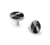 Black White Marble Mosaic with Golden Veins Cabinet Knobs and Wall Hooks, 6 Pack Modern Drawer Pulls with White Base, Solid Zinc Alloy Handles for Kitchen, Bathroom, Dresser