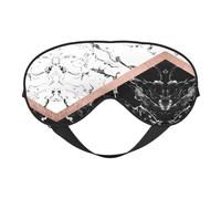 Black White Marble Night Mask Soft Reversible Eye Cover Adjustable Strap Light Blocking Comfortable Rest