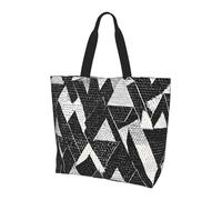 Black White Marble Print Large Women Tote Bag,Stylish Waterproof Ladies Shoulder Bag, Folding Beach Travel Bag for Work,Shopping