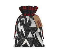 Black White Marble -Print Multi-Colored Burlap Drawstring Bags, Eco-Friendly Plaid Pouches For Wedding Party Favors & Custom Packaging. S