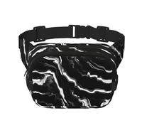 Black white marble print Print Square Double Layer bag Waist Bag Trendy Pack Travel Bag with Adjustable Bel, Black, One Size