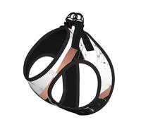 Black White Marble Print Reflective Pet Leash Vest For Small Dogs & Cats, Adjustable Outdoor Walking Hiking Vest