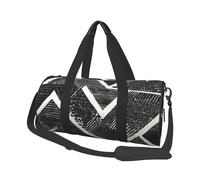 (Black White Marble) Print Round Large Travel Bag - Multi-Compartment Organizer Lightweight for Trips & Sports