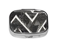 (Black White Marble) Square Pill Box with 2 Compartment Small Pill Organizer Portable Pill Case Vitamin Containers, Travel Essentials 5.5x4x1.8 cm