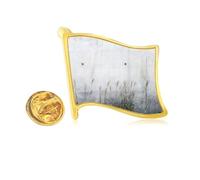 Black White Metal Plate Literature Pattern Golden Metal Flag Lapel Pin Badge