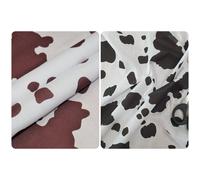 (Black / White, Metre (100cm x 112cm)) Cow Print Black White Brown Polycotton Kids School Display Craft Dress Fabric 112cm