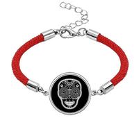 Black White Mexico Day of Dead Lucky Red String Bracelet Rope Bracelet Handmade