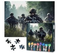 Black White Military Art Jigsaw Puzzle 1000 Pieces Soldiers Advancing on Battlefield Monochrome War Painting Puzzle for Adults Modern Canvas Style Wall Decor Puzzle 27.5 x 19.7 Inches