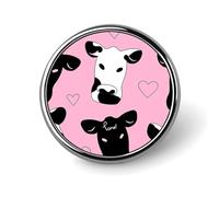 Black White Milk Cow Badges Decorative, Durable Aluminum Alloy Round Badge, Lightweight Button Brooch for Shirts, Jackets, Hats, Uniforms 1"