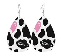 Black White Milk Cow Leather Earring For Women Teardrop Earrings Trendy Leather Earrings Dangle Jewelry Gifts For Mom Wife Daughters