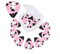 Black White Milk Cow Print Guitar Picks 12 Pack Guitar Plectrums with Storage Box Bass Picks For Acoustic Guitar Bass Electric Ukulele Includes 0.46mm, 0.71mm, 0.96mm