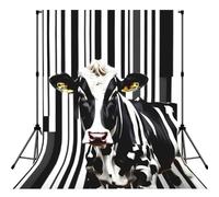 Black White Milk Cow Print Photo Studio Background 5x7ft Soft Photo Backdrop Curtain For Studio Content Creator Equipment