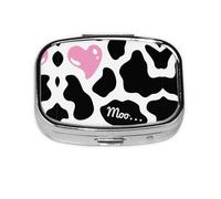 Black White Milk Cow Print Pill Case Portable Square Pill Box with 2 Compartments,for Purse Pill Box Travel Bag