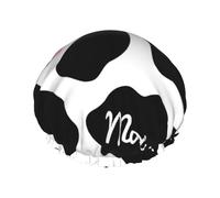 Black White Milk Cow Print Shower Cap For Women Lightweight Reusable Softdouble Waterproof Layers Leakproof.