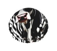 Black White Milk Cow Print Shower Cap, Shower Cap for Women Reusable, Waterproof Bath Cap,Quick Drying Bath Hair Cap