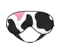 Black White Milk Cow Print Silk Sleep Eye Mask Soft Eye Cover with Adjustable Strap Comfortable for Travel Office Nap