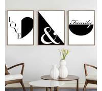 Black White Modern Minimalist Geometry Canvas Art Print Love and Family Wall Decor Poster Painting for Home Decor 70x100cmx3 frame