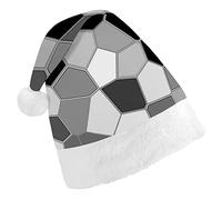 Black White Modern Mosaic Abstract Geometric Backdrop Textiles Christmas Hat, Santa Hat, Xmas Comfort Holiday Hat for Adults, for Christmas Party New Year Festive Holiday Home Decorations