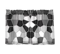 Black White Modern Mosaic Abstract Geometric Texture Backdrop Textiles 2 Panels Kitchen Small Window Curtains, Tier Curtains Rod Pocket Half Short Curtains Blackout Cafe Drapes Symmetrical 27x36 in