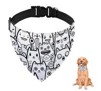 Black White Monster Cat Dog Bandana With Adjustable Strap D Ring Dog Neckerchief Pet Bibs Triangle Pet Scarves Accessories Puppy Dogs Cats Decor Machine Washable