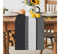 Black White Moroccan Trellis Table Runner 72 Inches Long,Table Runners Kitchen Dining Tables Decoration for Home Party Decor, Modern Stitching Tables Runner Wedding Dresser Scarf
