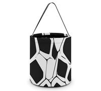 Black White Mosaic Honeycomb Halloween Tricking Or Treating Bucket Bags Reusable Candy Basket Tote Pumpkin Party Favor Bag