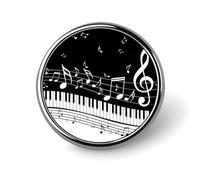 Black White Music Note Badge,Comfort Light in Weight Round Emblem Cute Funny Decor Brooch Smooth Does Not Fade Badges for Hats Jackets Coat Shirt