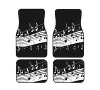 Black White Music Note Car Floor Mats Set Of 4,Front Rear Carpets Mats