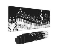 Black White Music Note Gaming Mousepad Large Waterproof Non-Slip Desk Mat for Home Office Work Computer, Keyboard Pad Work from Home Essentials - 80x30cm
