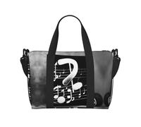 Black White Music Note Print Carry On Overnight Bag,Travel Duffel Bag,Personal Item Bag,for Travel, Gym Sports Weekender