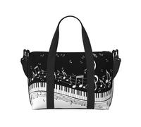 Black White Music Note Print Carry On Overnight Bag,Travel Duffel Bag,Personal Item Bag,for Travel, Gym Sports Weekender