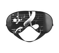 Black White Music Note Print Comfortable Eye Mask Breathable Adjustable Men Women Lightweight Travel Yoga Work