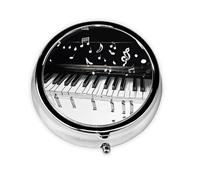 Black White Music Note Print Personalised Portable Pillbox with,Mini Pillbox Compact and Convenient Pill Organiser for Storing and Organising Pills
