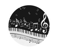 Black White Music Note Printed Coasters Set of 4, Tabletop Protection Leather Coasters for Cup Drinks Coffee Pads Beer Bar Mat Gifts, Round Shape