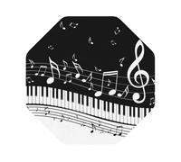 Black White Music Note Printed Coasters Set of 4, Tabletop Protection Leather Coasters for Cup Drinks Coffee Pads Beer Bar Mat Gifts, Octagon