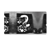 Black White Music Note Printing Desk Mat Ideal for Large Mouse Pad, Horizontal Oversized Rubber Mouse Pad 16x29.5in,Office