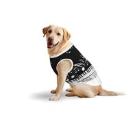 Black White Music Noteprint Large Pets Vest Breathable Sleeveless Tank Top Apparel Cozy Lightweight T-Shirt