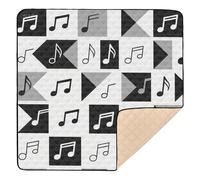 Black White Music Signs Large Non-Slip Baby Play mat Activity Gym for Indoor Outdoor 1-Piecing foldablummy Time Activity Mat for Baby Toddler Infant, 50'' x 50''alfombras con Musica para