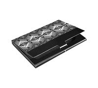Black White Native American Indian Southwest Aztec Ethnic Tribal Business Card Holder Leather, Slim Credit Card Case Stainless Steel Wallet for Women and Men Unisex Business Card Holder