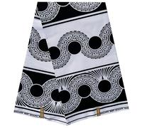 Black & White New Design African Fabric, African Wax Ankara Print for Party Dress, Patchwork DIY, Polycotton Fabric for Craft Projects Material, 45" Inch Wide, (5.4m Long x 1.2m Wide) 6 Yards