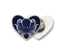 Black White Octopus Marine Life Pattern Heart Metal Pin Brooch Clip Love