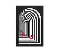 Black White Optical Illusion Geometric Wall Art, Modern Abstract Hanging Paintings Poster for Living Room Bedroom Office Minimalist Home Decor 12x18inch(30x45cm)