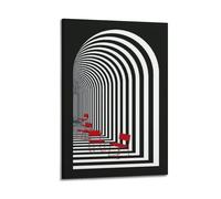 Black White Optical Illusion Geometric Wall Art, Modern Abstract Hanging Paintings Poster for Living Room Bedroom Office Minimalist Home Decor 12x18inch(30x45cm)