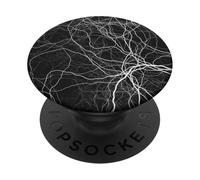 Black White Organic Roots - Abstract Generative Tree PopSockets Adhesive PopGrip