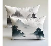 Black White Outdoor Cushions Waterproof 40x90cm Garden Furniture Cushions Retro Linen Decorative Pillows Covers Double Sided Printing Set of 2，Sofa Bench Spring Summer Fall Winter Decor Gift L-L373