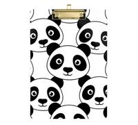 Black White Panda Cartoon Clipboard Acrylic Cute Clipboard Letter Size Clipboards with Low Profile Metal Clip for Classrooms, Restaurants, School